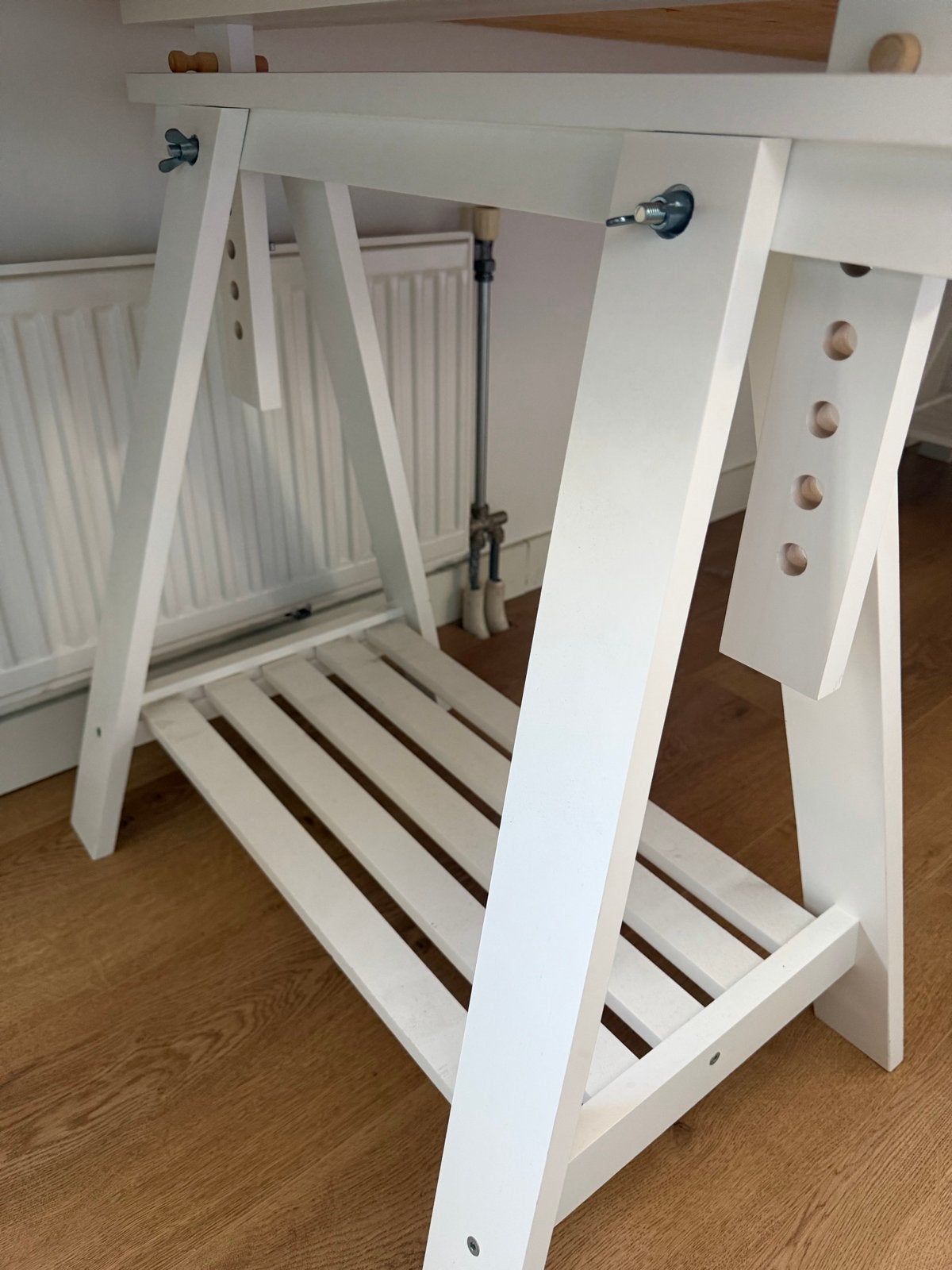 Verstelbare schragen met houten blad - Wit/Zwart, Ophalen, Gebruikt, 75 cm of meer, 60 cm of meer