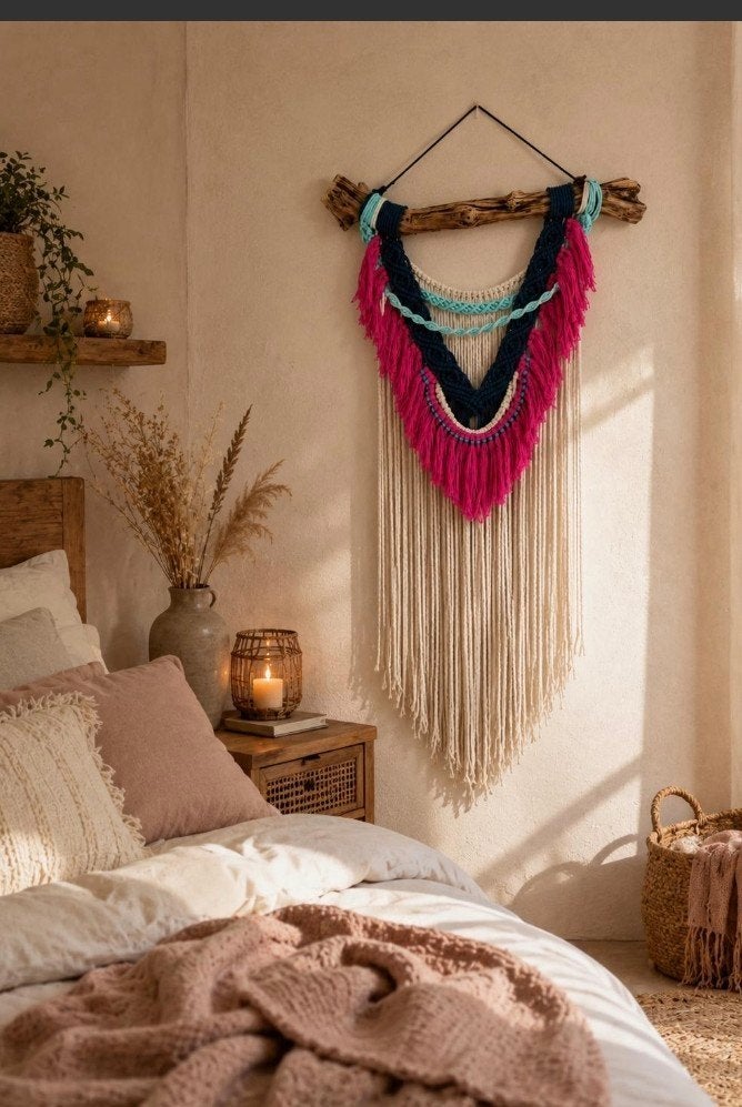 Macramé Wandhanger Boho Stijl – Handgemaakt, Ophalen of Verzenden, Nieuw