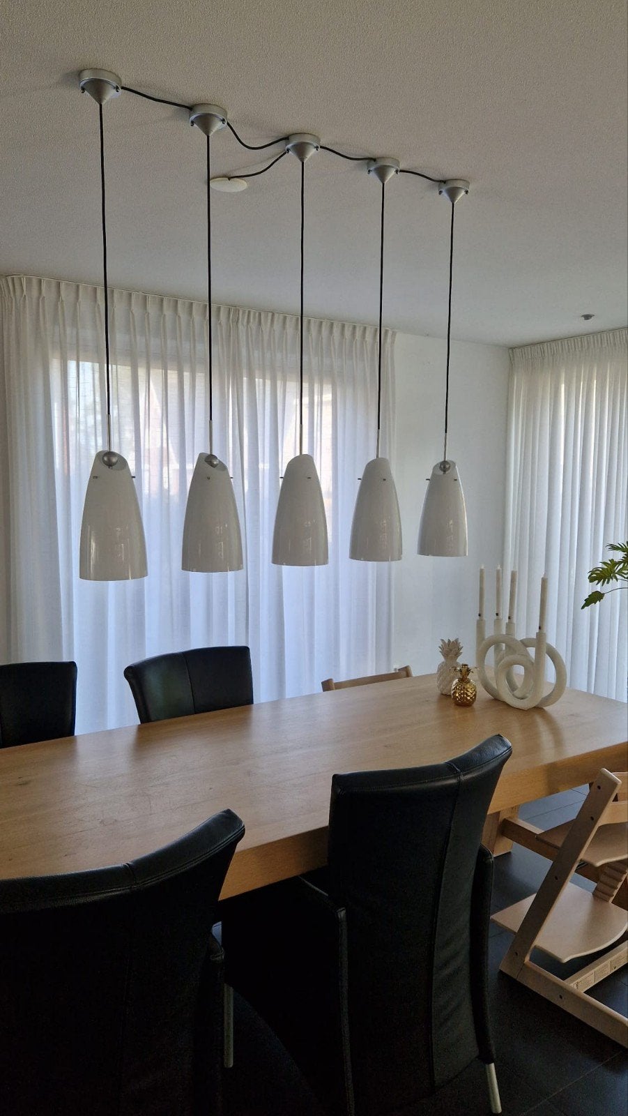 5x Hanglamp wit opaal glas, Modern, Scandinavisch, E27 (groot), Ophalen of Verzenden, Glas