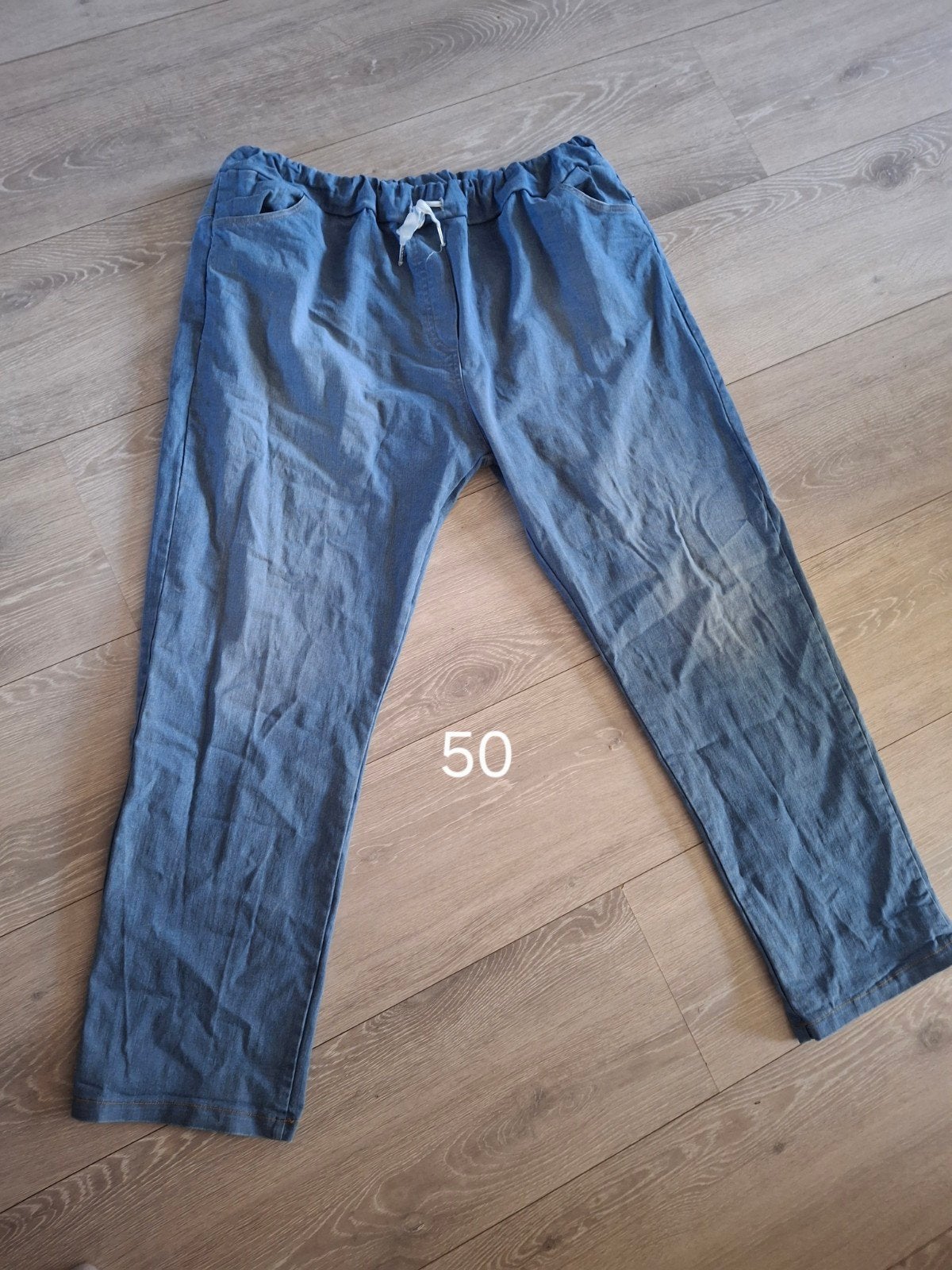 broek mt 50, Blauw, Ophalen of Verzenden, Zo goed als nieuw, Curvedangels