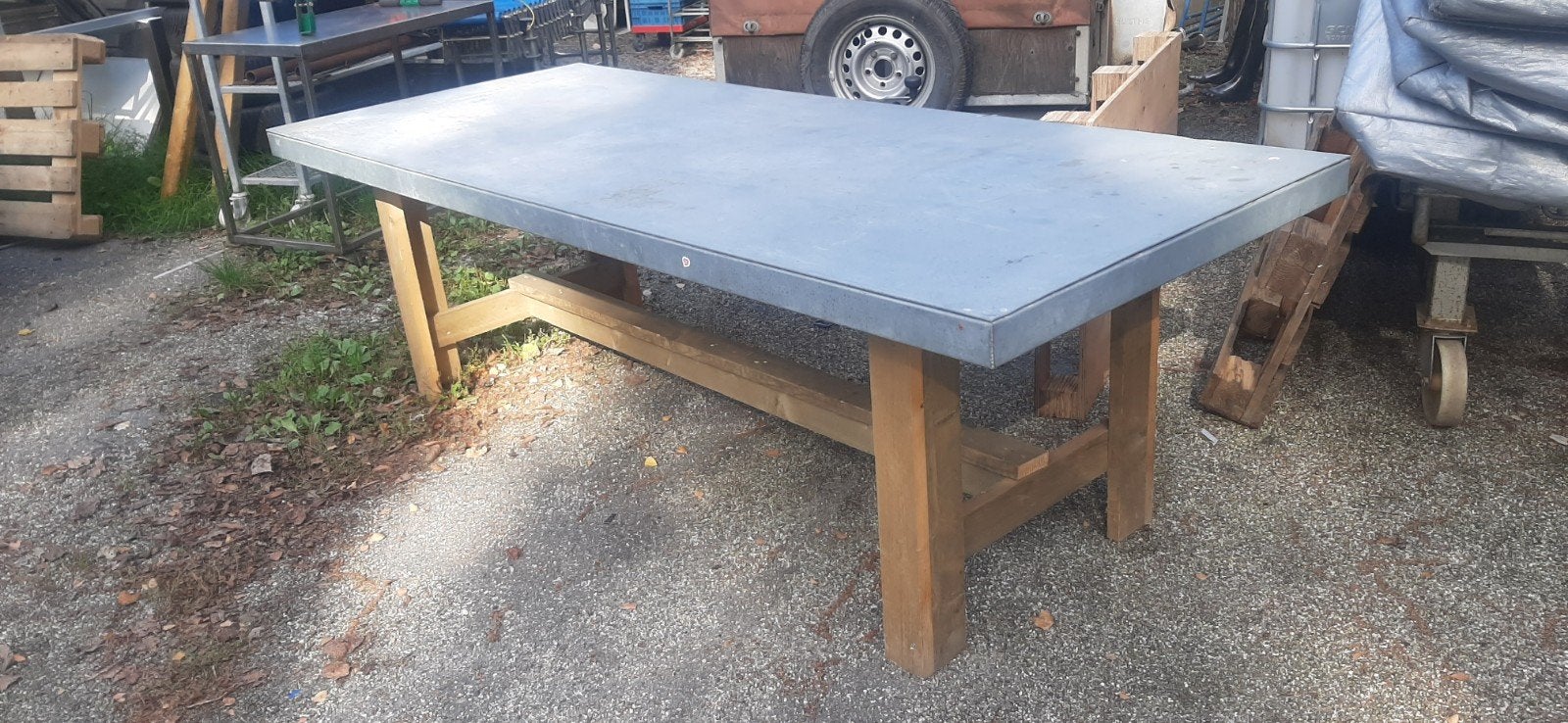 Tafel met zinken blad / oppottafel / tuintafel, Ophalen