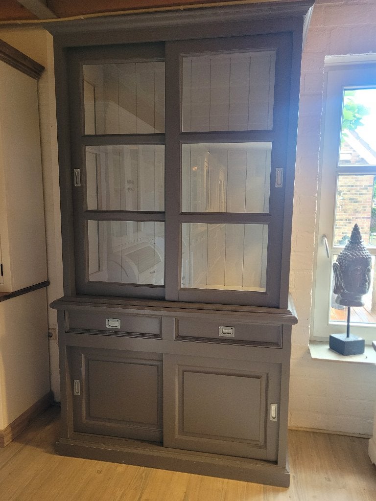 ACTIE Mooie Landelijke Grijze Buffetkast/ Winkelkast (2670A), Huis en Inrichting, Kasten | Buffetkasten, Gebruikt, 200 cm of meer