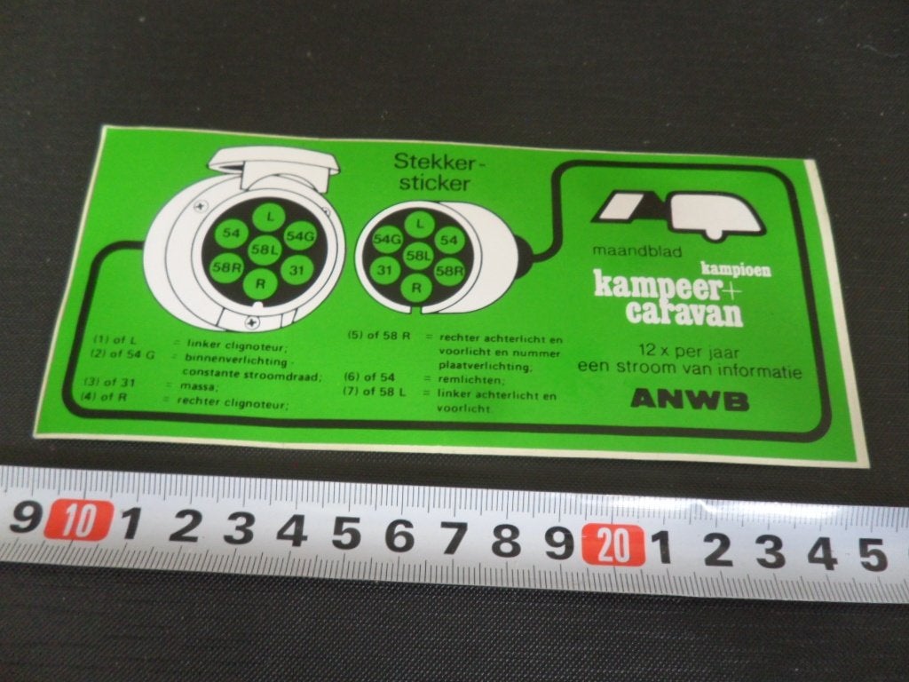 sticker ANWB stekker kampeer + caravan kampioen stroom, Ophalen of Verzenden, Zo goed als nieuw