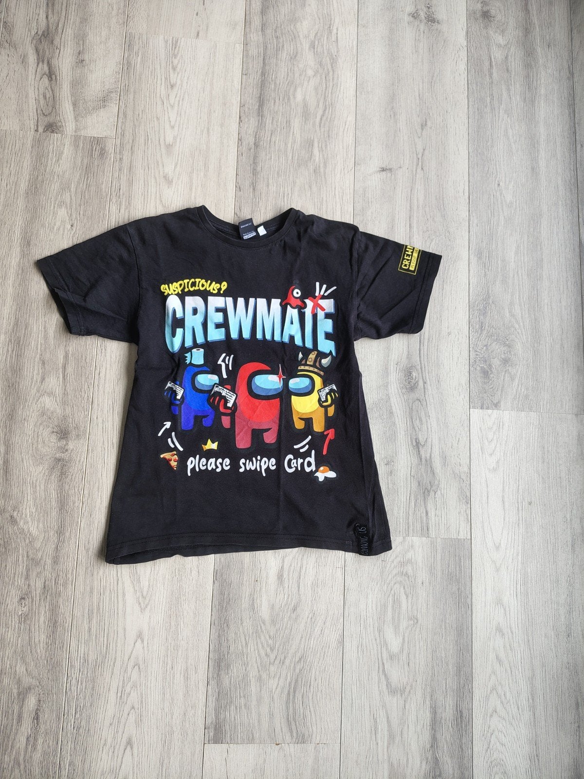 Among Us T-shirt maat 140 - Zwart Crewmate shirt, Gebruikt, Jongen of Meisje, Ophalen of Verzenden, Shirt of Longsleeve
