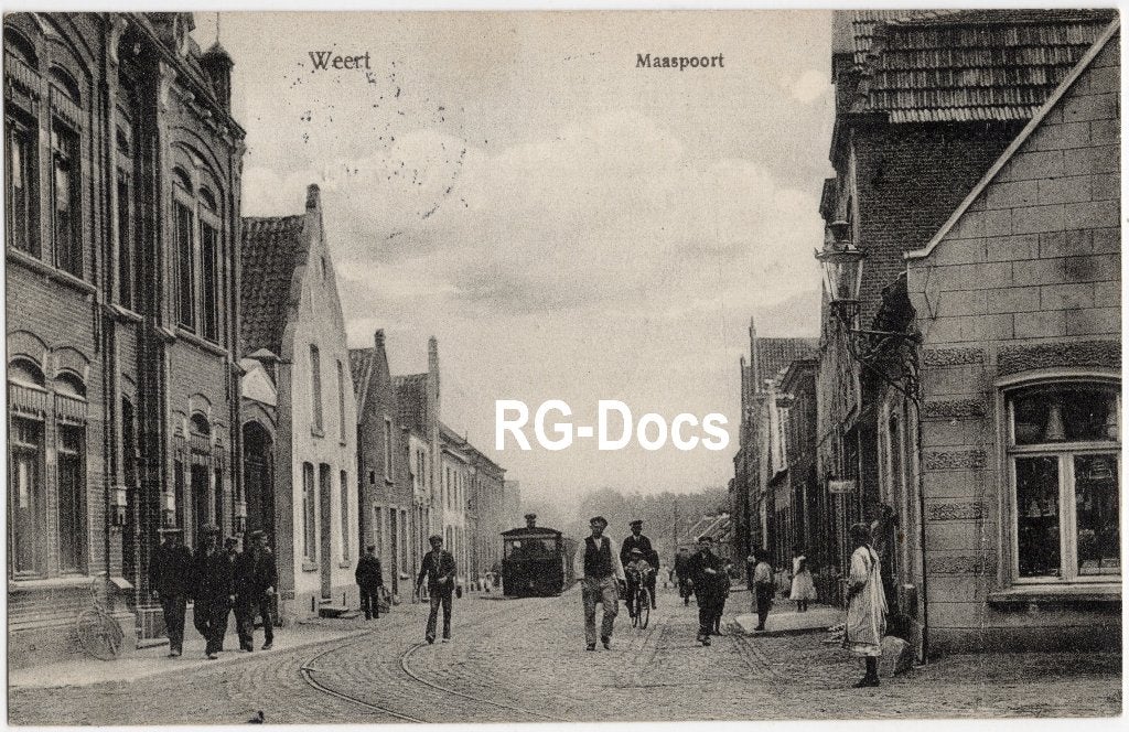 Ansichtkaart - Briefkaart Tram Maaspoort Weert 1911, Ophalen of Verzenden, Voor 1920, Gelopen, Limburg