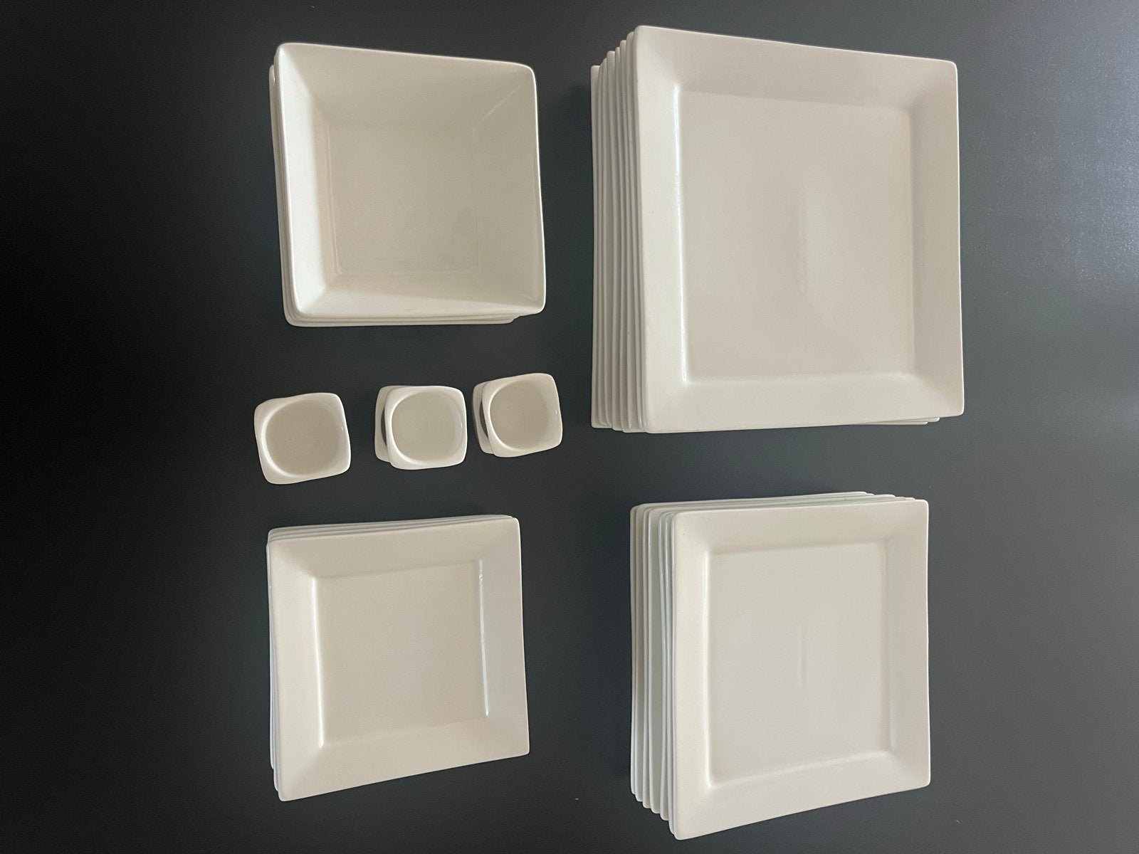 Wit vierkant servies set, Huis en Inrichting, Keuken | Servies, Ophalen, Gebruikt, Keramiek, Modern