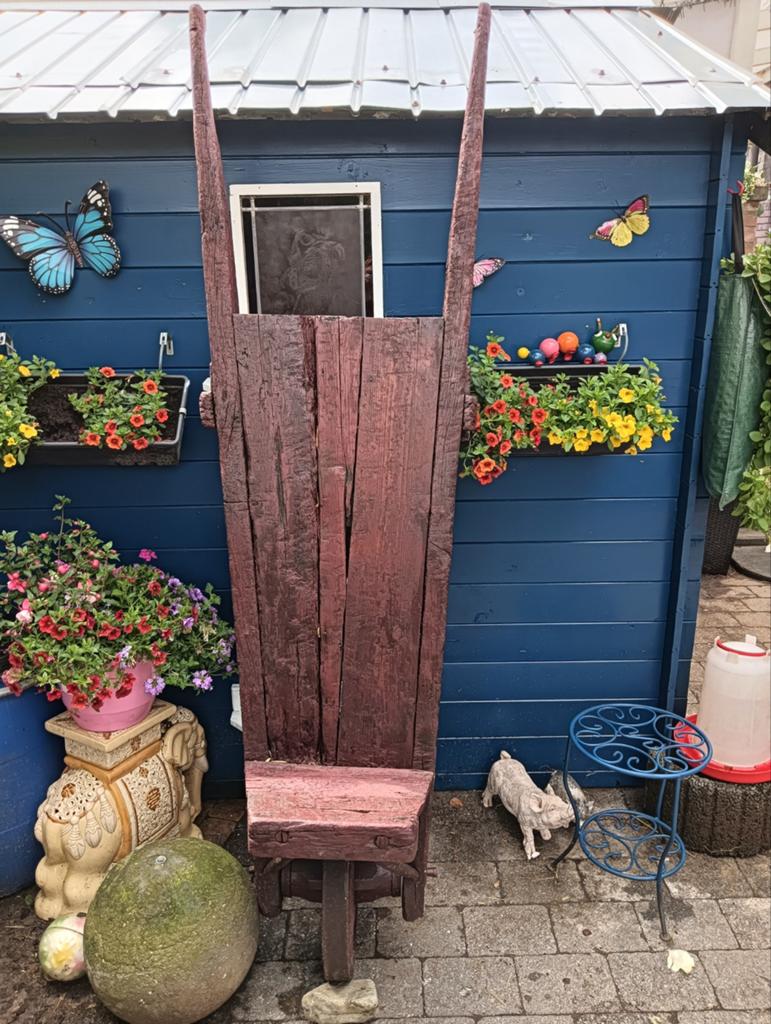 Antieke houten kruiwagen - Decoratief en uniek, Ophalen, Gebruikt, Handmatig, Eenwielig