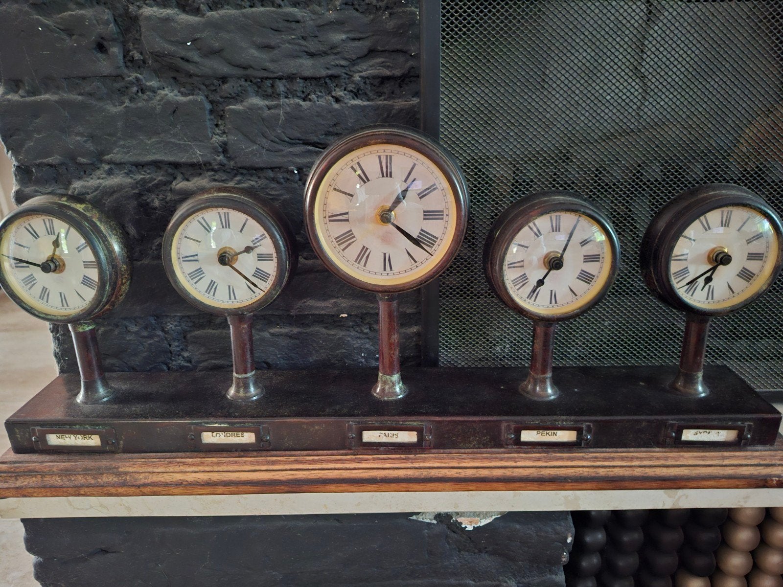Vintage Wereldklok met 5 Tijdzones, Ophalen
