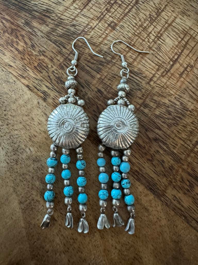 Prachtige Zuni Navajo Native zilvereb oorbellen, Ophalen of Verzenden, Zo goed als nieuw, Zilver, Overige materialen