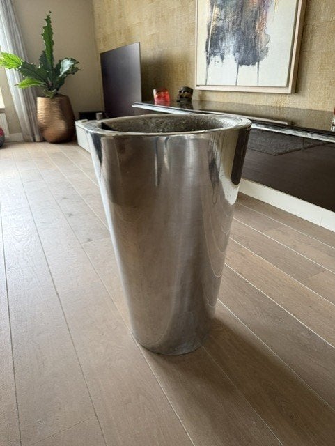 RVS zilverkleurige plantenbak 80x40 cm, Kunststof, Gebruikt, Binnen, Overige vormen