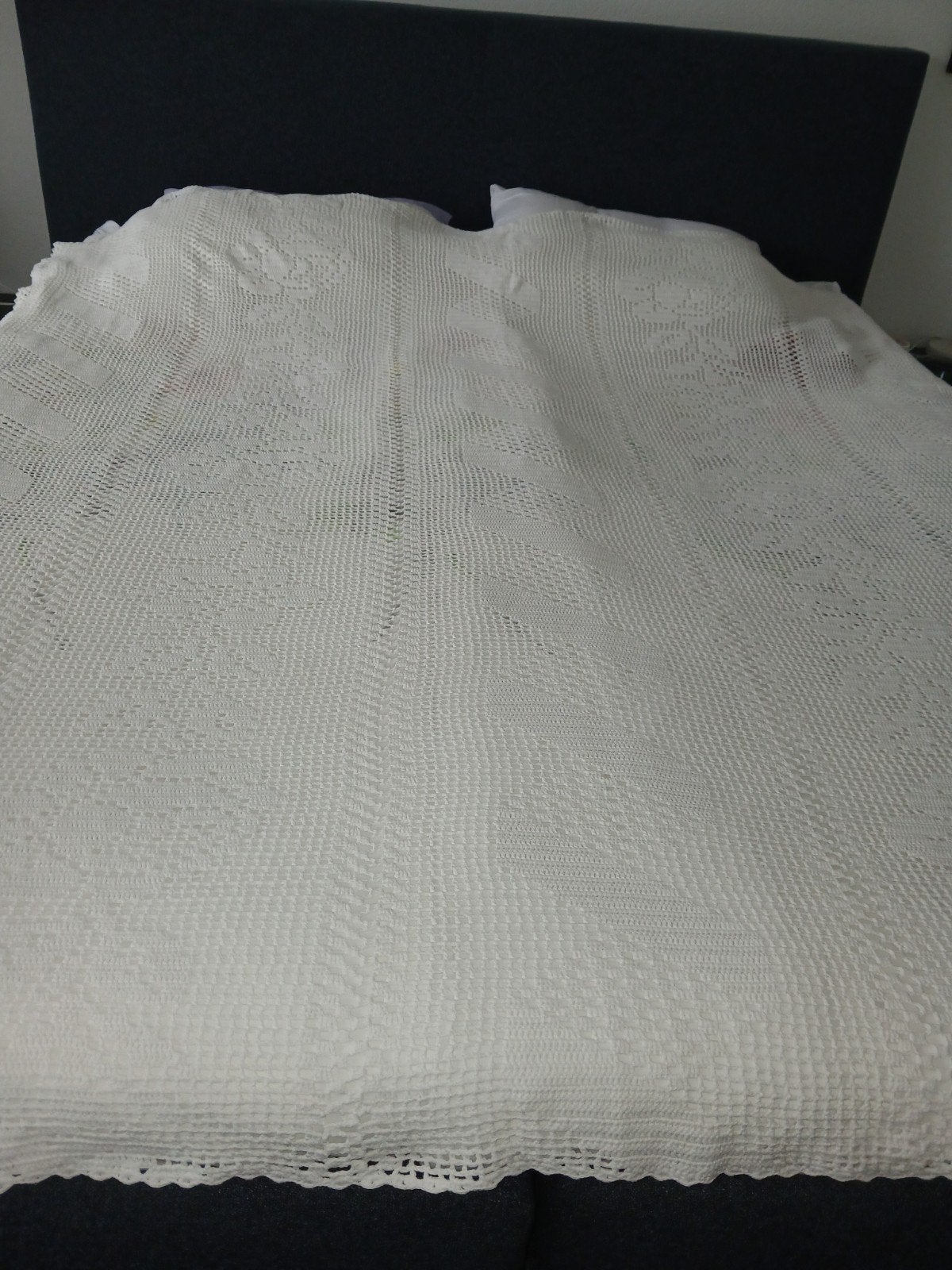 Gehaakte sprei, Ophalen, Tweepersoons, Wit, 180 cm