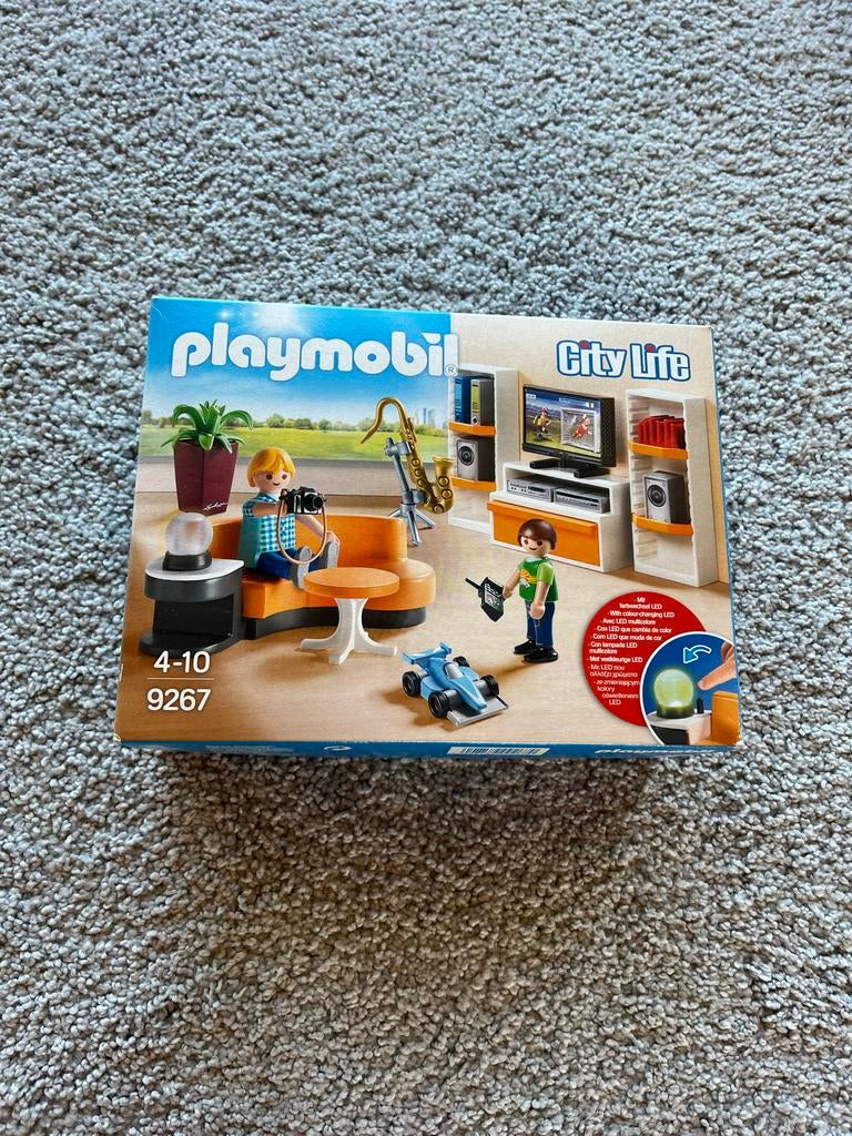 Playmobil City Life 9267 Woonkamer met LED-verlichting, Kinderen en Baby's, Speelgoed | Playmobil, Ophalen of Verzenden, Zo goed als nieuw