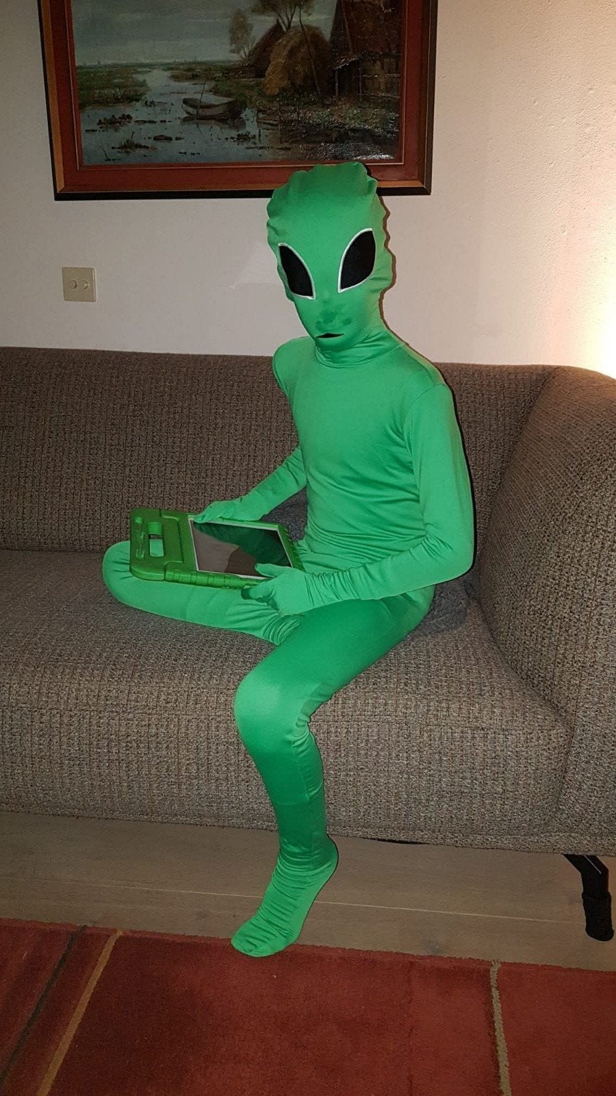 Groen Alien Pak - Morphsuits Kinderkostuum Maat L (146-158), Verzenden, Zo goed als nieuw, 158 t/m 164, Jongen of Meisje