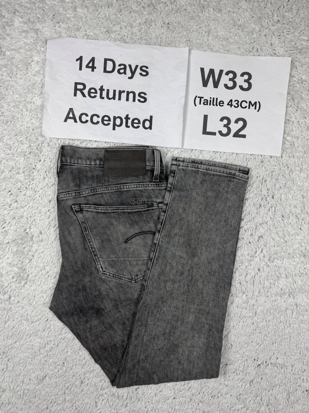 G-Star RAW 3301Straight Tapered Fit Grijs Past W30 L32 3111, G, G, W32 (confectie 46) of kleiner, Ophalen of Verzenden