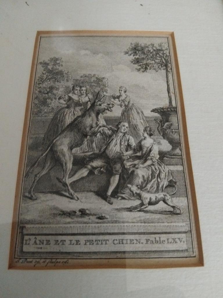Ets 1761 v Jan Punt, ets v fabel de ezel en de hond, Ophalen of Verzenden