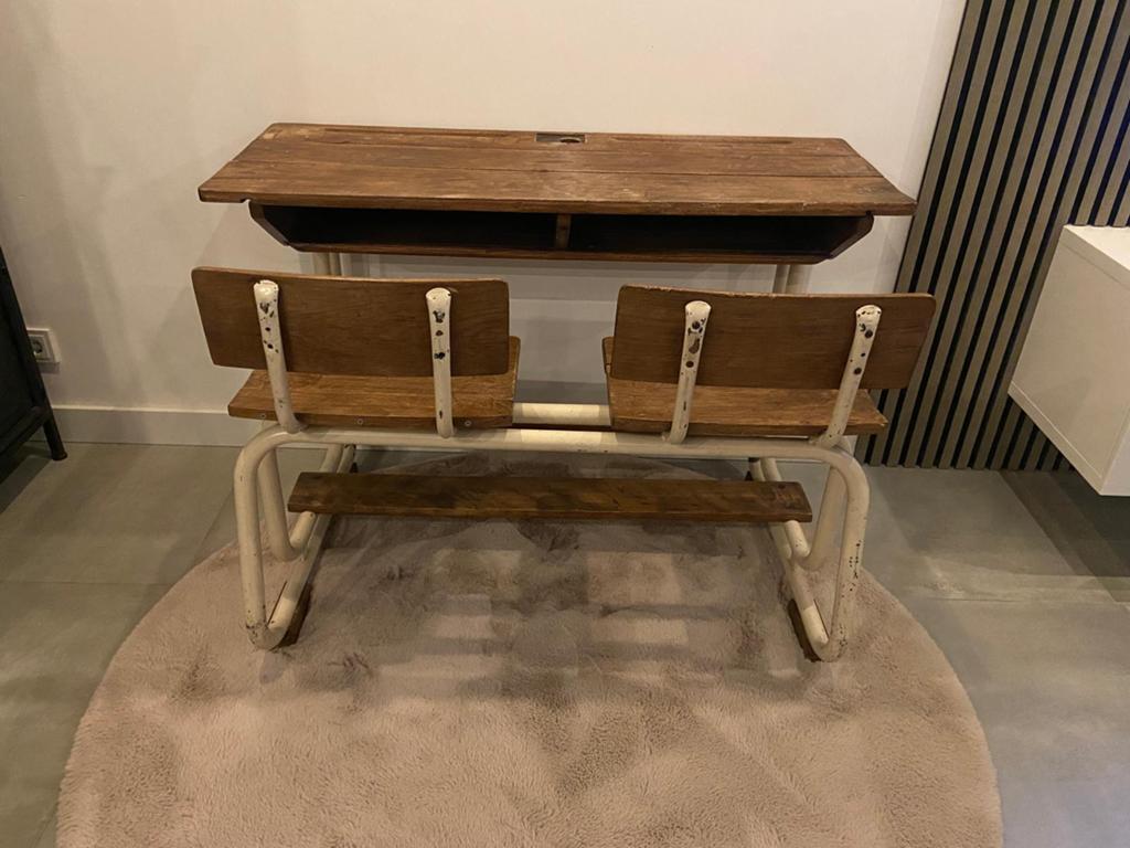 Oude schoolbank / bureau, Ophalen, Gebruikt, 100 tot 150 cm, 25 tot 50 cm