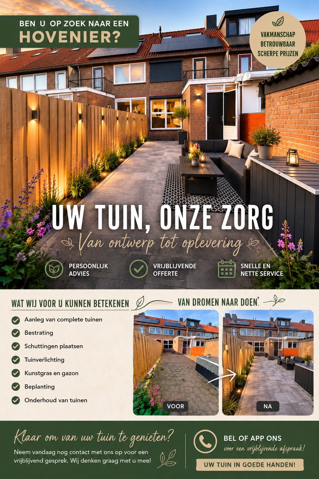 Tuinrenovatie – Van oud naar modern!, Diensten en Vakmensen, Tuinmannen en Stratenmakers, Garantie, Tuinontwerp