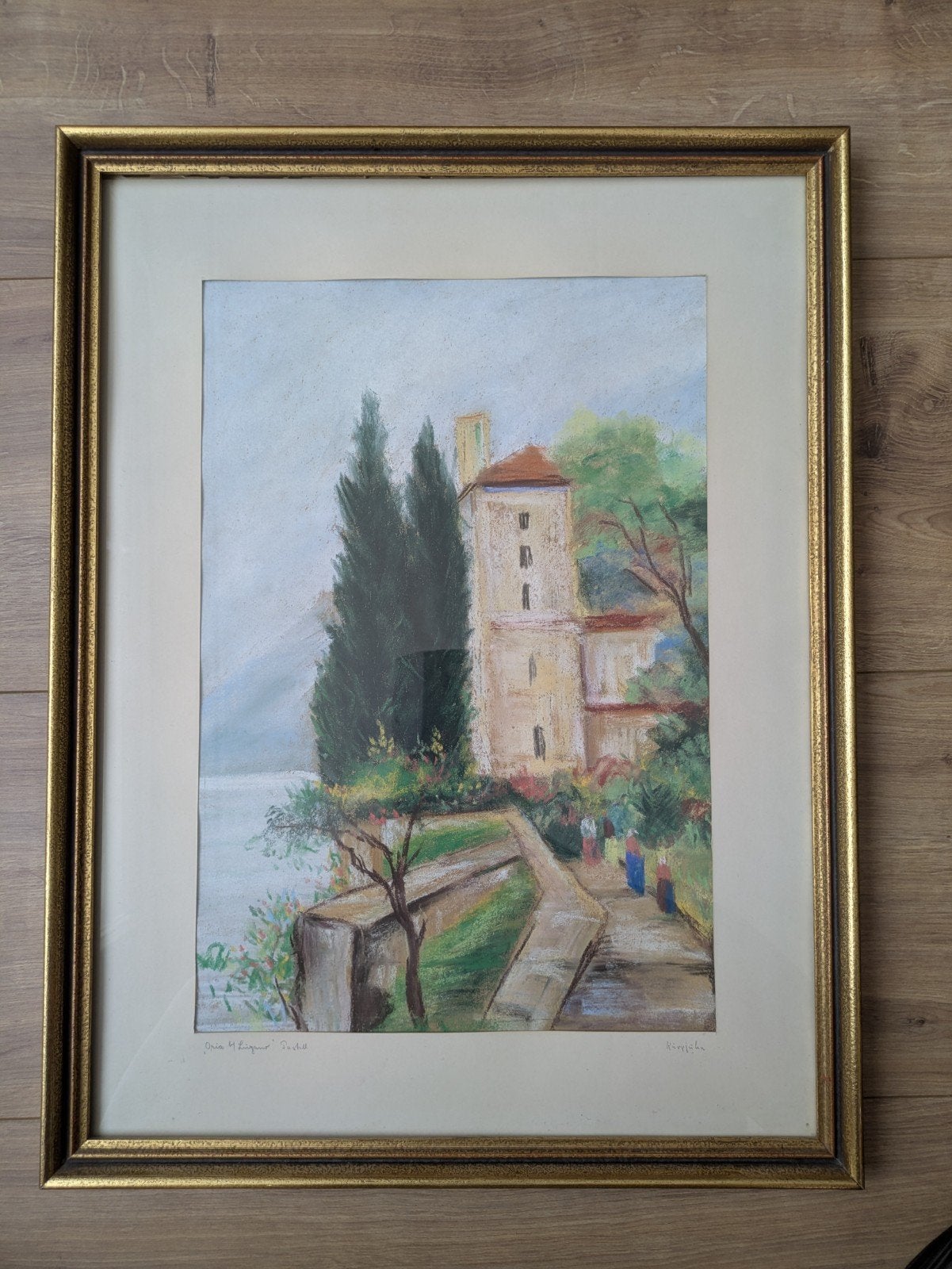 Fraai gesigneerd schilderij van landhuis in Oria bij Lugano., Antiek en Kunst, Ophalen of Verzenden