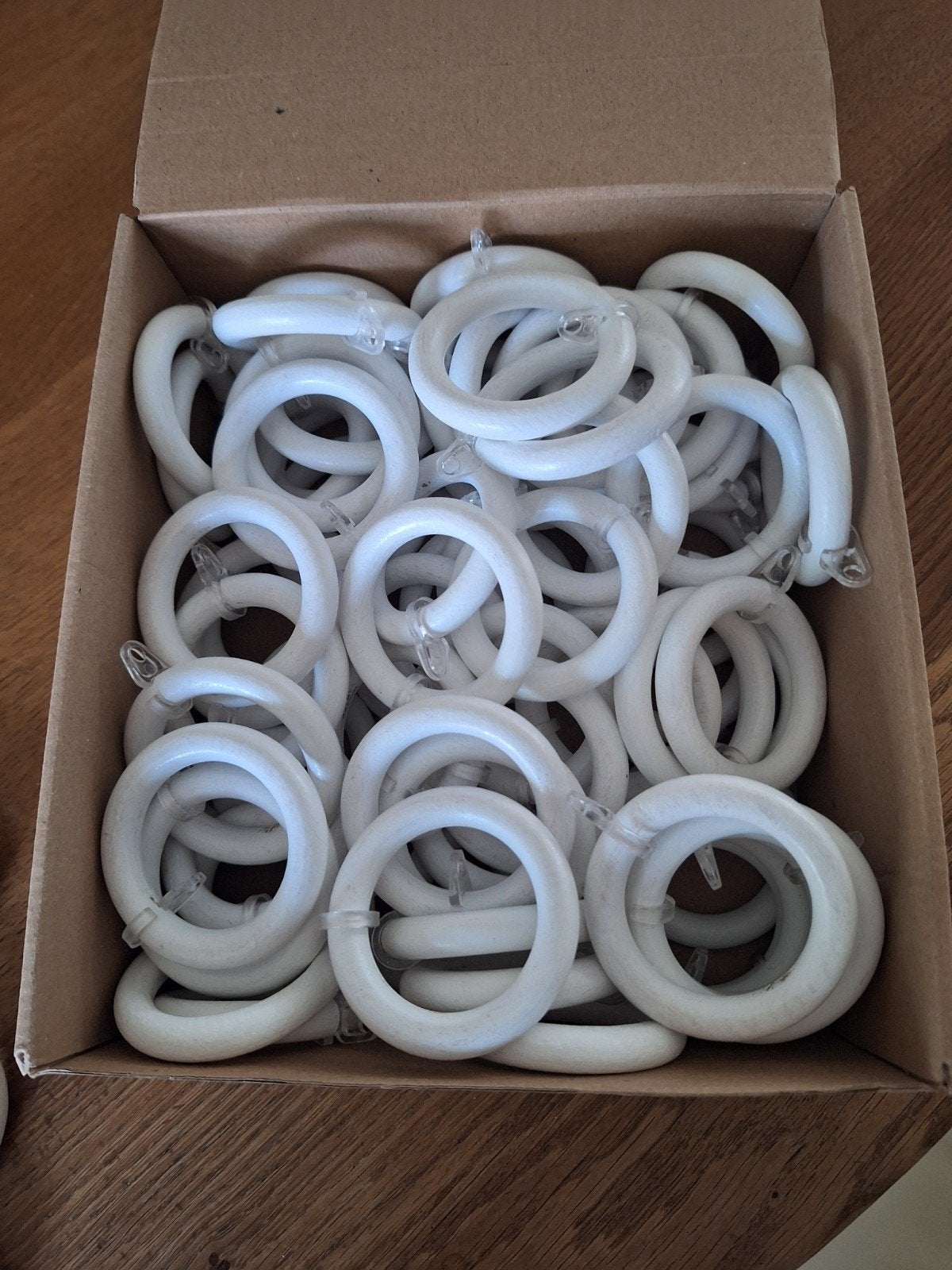 Gordijnringen met clip voor 35 mm gordijnroede hout wit, Ophalen of Verzenden, Nieuw, Wit