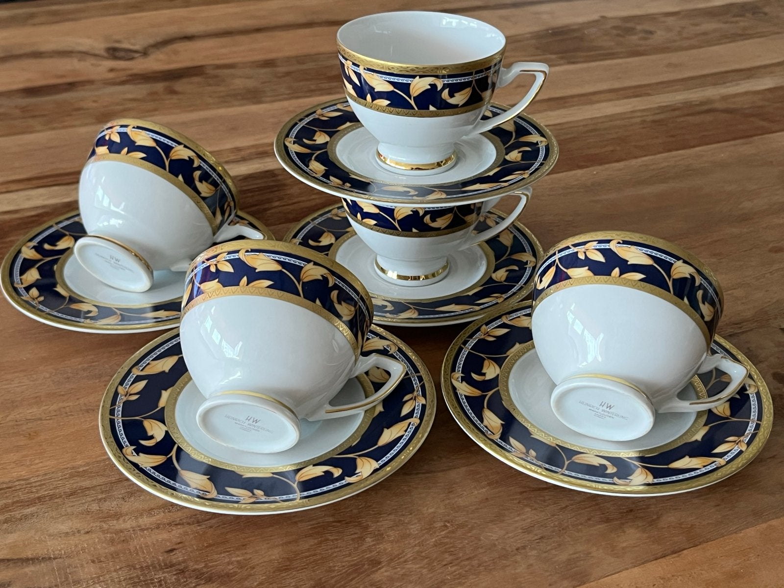 Luxe porseleinen set 5 kopjes & schotels Heinrich Winterling, Antiek en Kunst, Ophalen of Verzenden