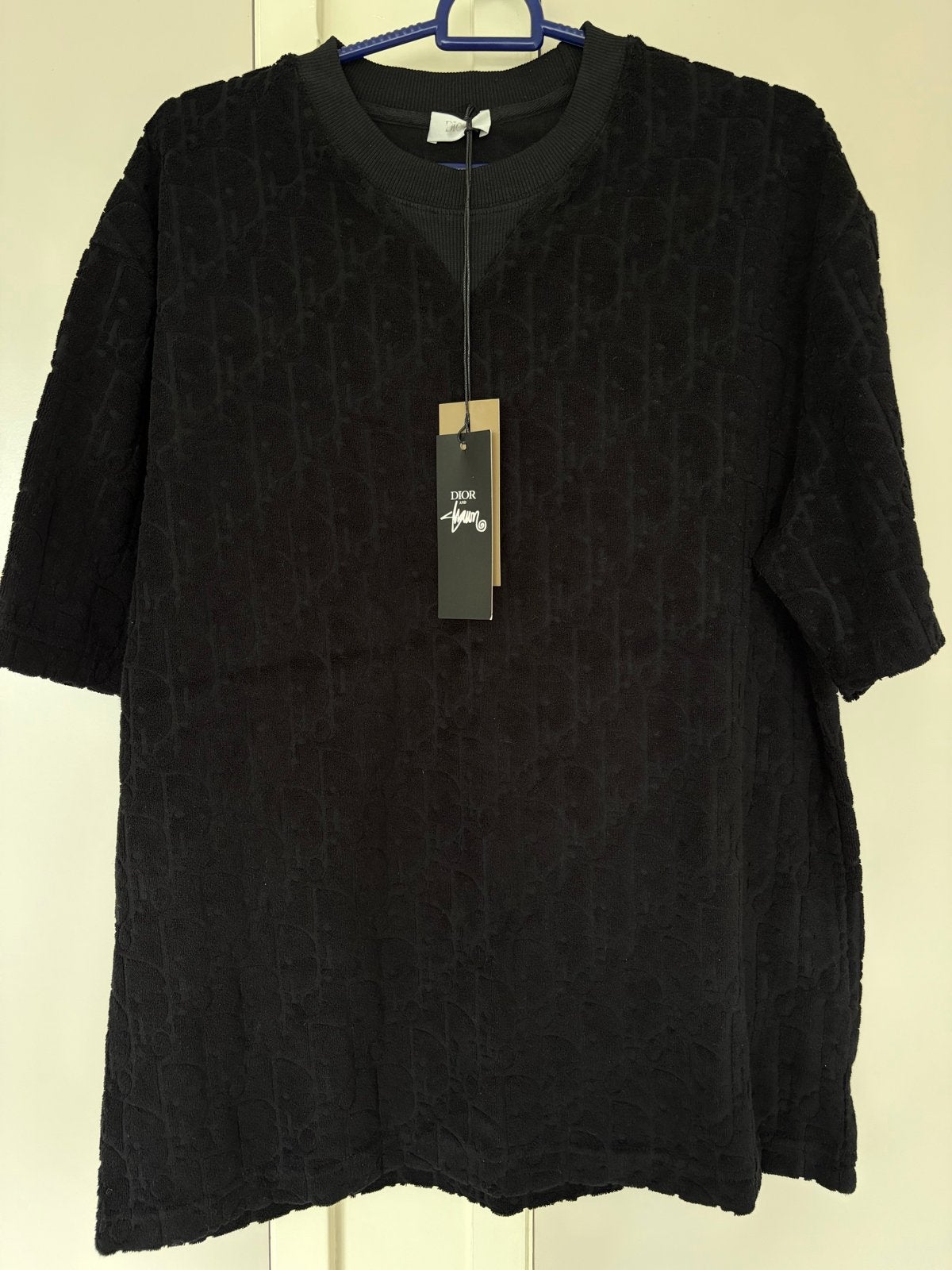 Dior x Shawn Stussy Terrycloth T-shirt Zwart, Ophalen of Verzenden, Nieuw, Maat 52/54 (L), Zwart