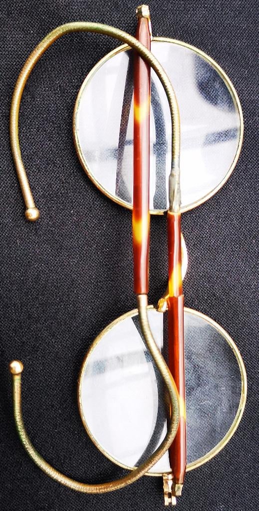 Atieke 1900 optica Gouden Lorgnet Vouwbril sieraad ketting, Ophalen of Verzenden