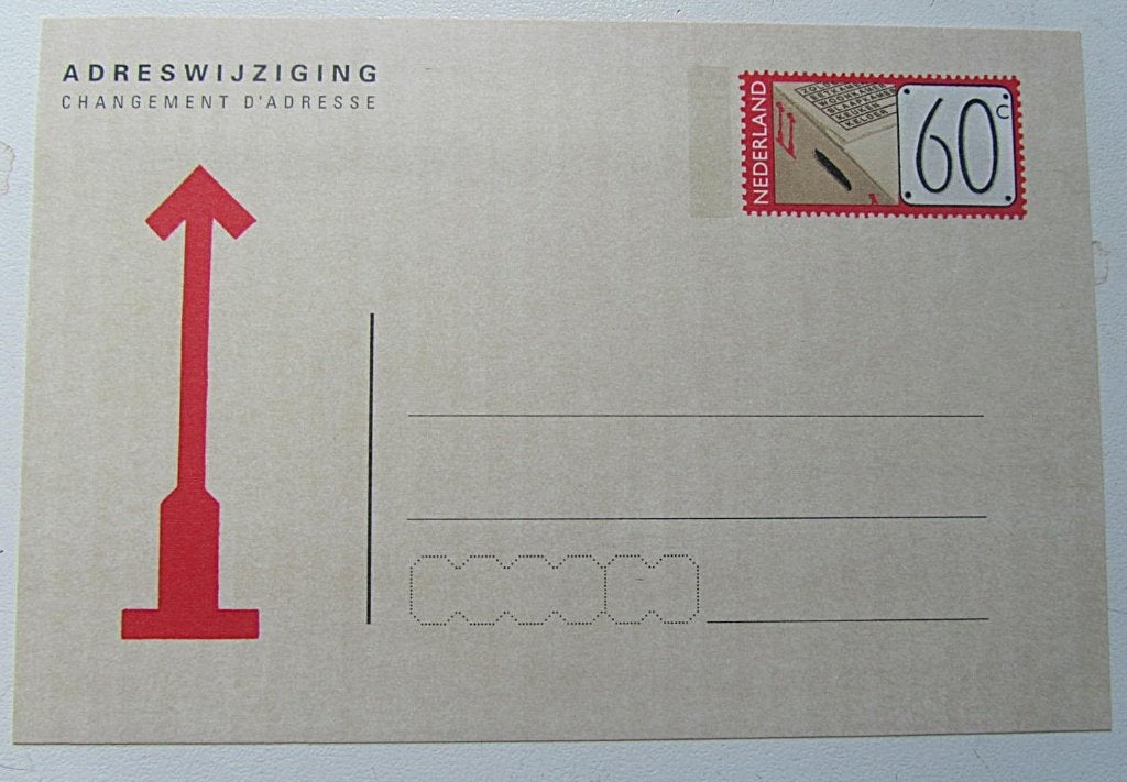 briefkaart     adreswijziging 60 cent  ongebruikt, Ophalen of Verzenden, Briefkaart