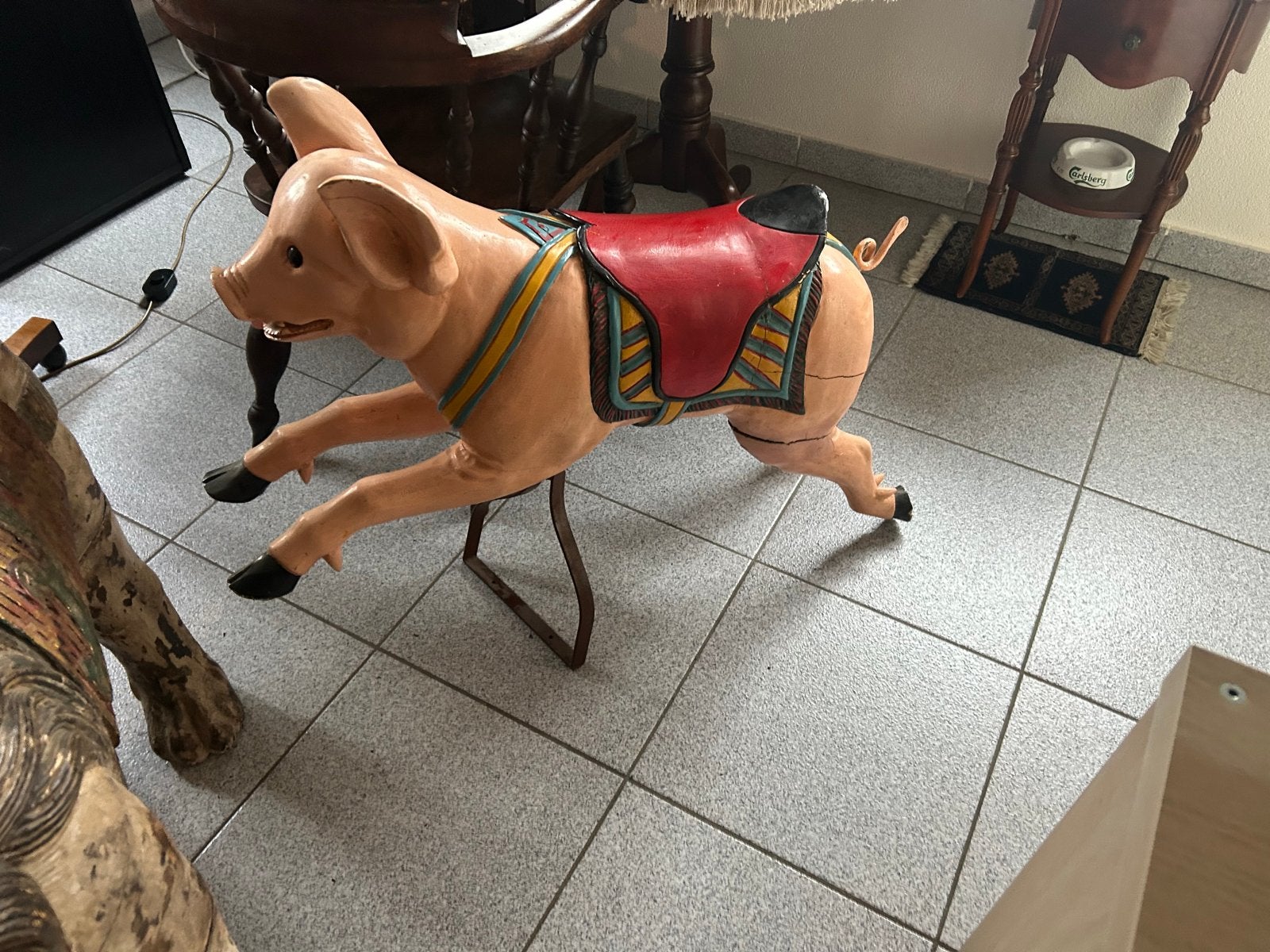 Oud carrousel varkentje - Uniek decoratiestuk, Ophalen