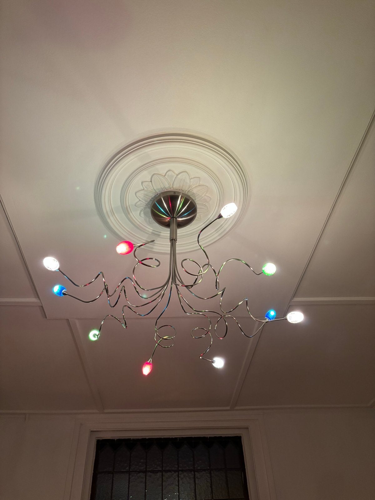Designlamp met speelse elementen en gekleurde bollen, Ophalen, Gebruikt, Metaal, Overige fittingen