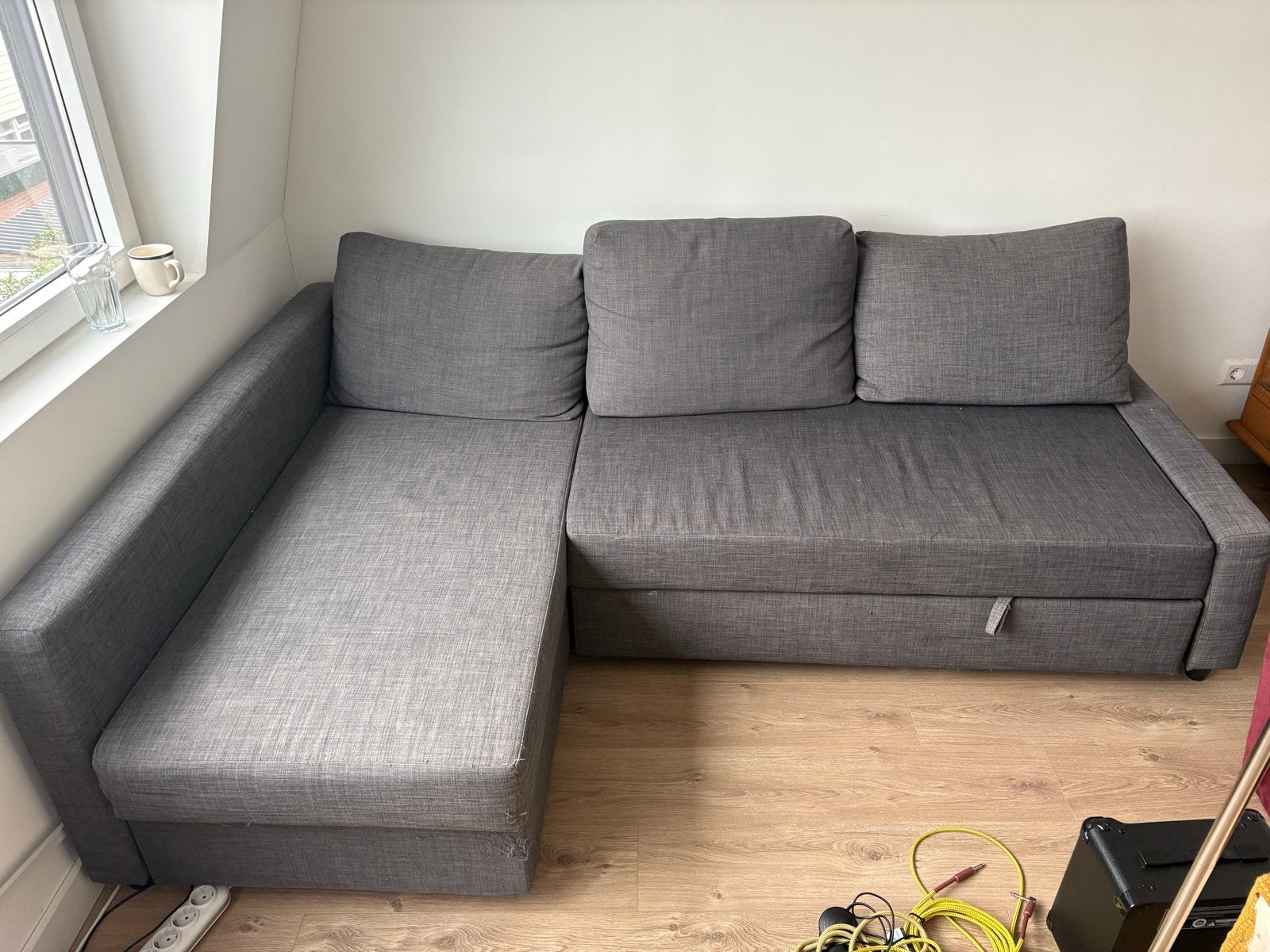 IKEA Friheten Hoekbank met slaapfunctie en opbergruimte, Ophalen, Gebruikt, 100 tot 125 cm, Hoekbank