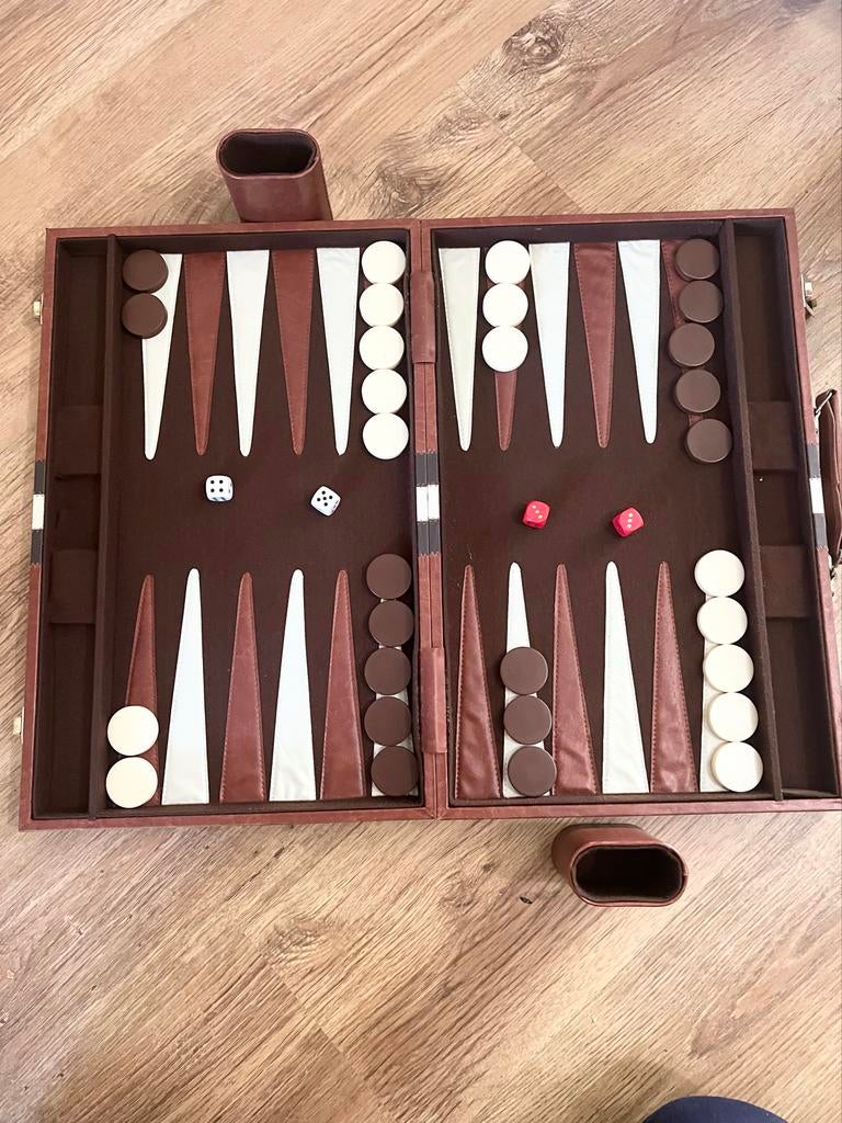 Backgammon spel in luxe koffer, Een of twee spelers, Ophalen of Verzenden, Zo goed als nieuw