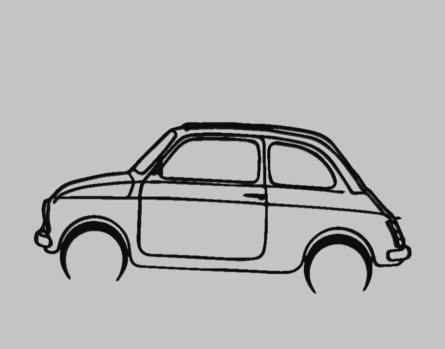 Fiat 500 Wall Art - Uniek Design voor Autoliefhebbers, Huis en Inrichting, Zwart, Ophalen of Verzenden, Kunststof, Modern