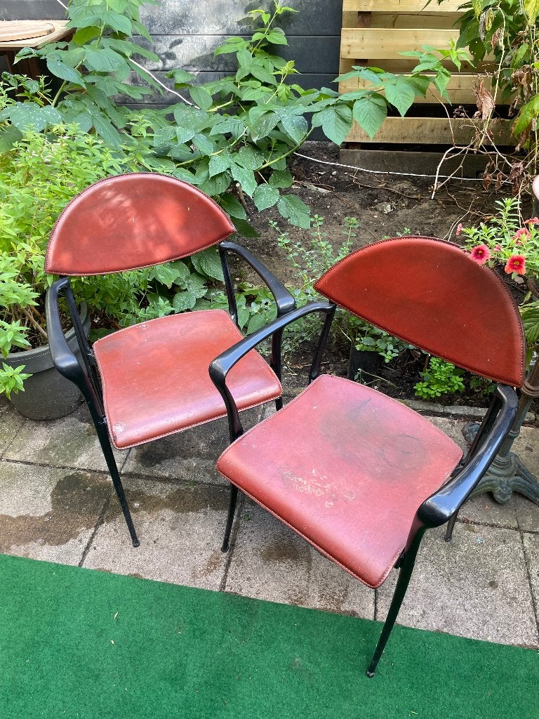 Twee design stoelen Luigi Origlia, Ophalen, Gebruikt, Leer, Twee