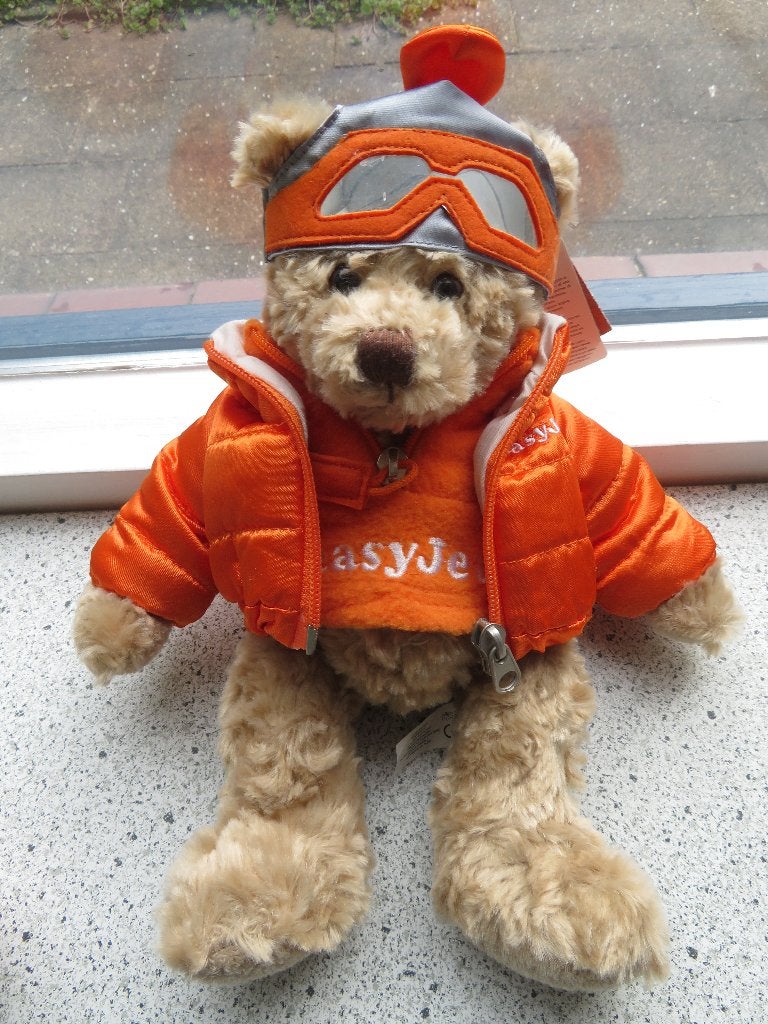 Bear Gulliver EasyJet merk Russ Berrie in oranje jas + shirt, Ophalen of Verzenden, Zo goed als nieuw, Beer, Wasbaar