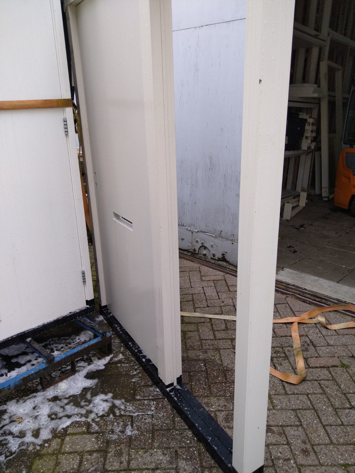 kozijn met buitendeur en zijlicht, Doe-het-zelf en Verbouw, Nieuw, Ophalen of Verzenden, Buitendeur, Hout