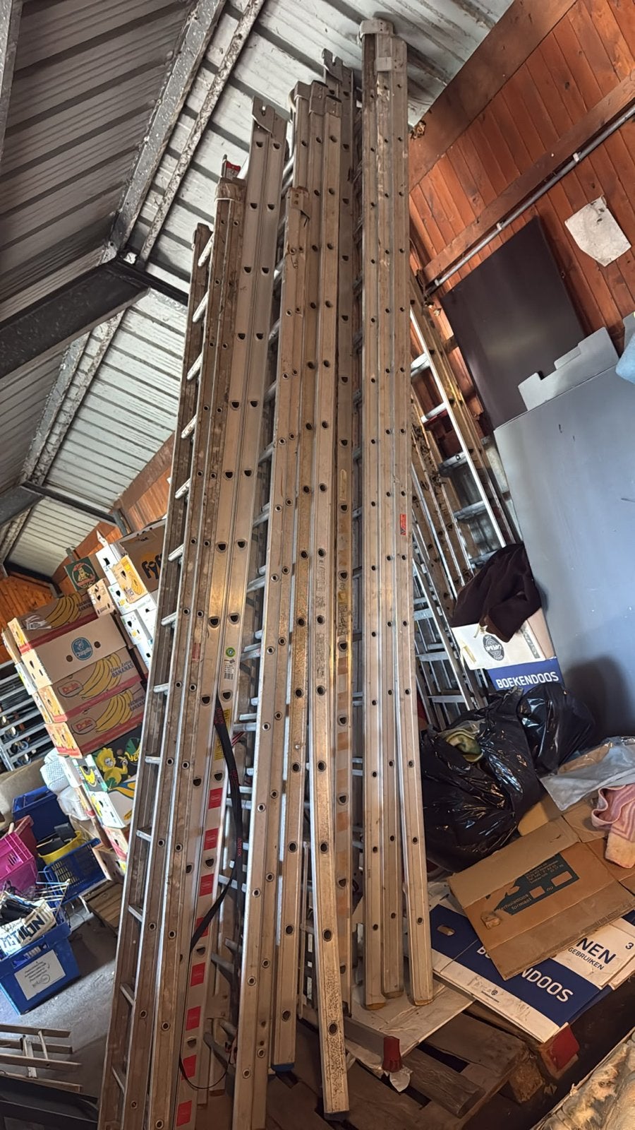 Partij hoge ladders, Doe-het-zelf en Verbouw, Gebruikt, ., Ophalen of Verzenden, Ladder