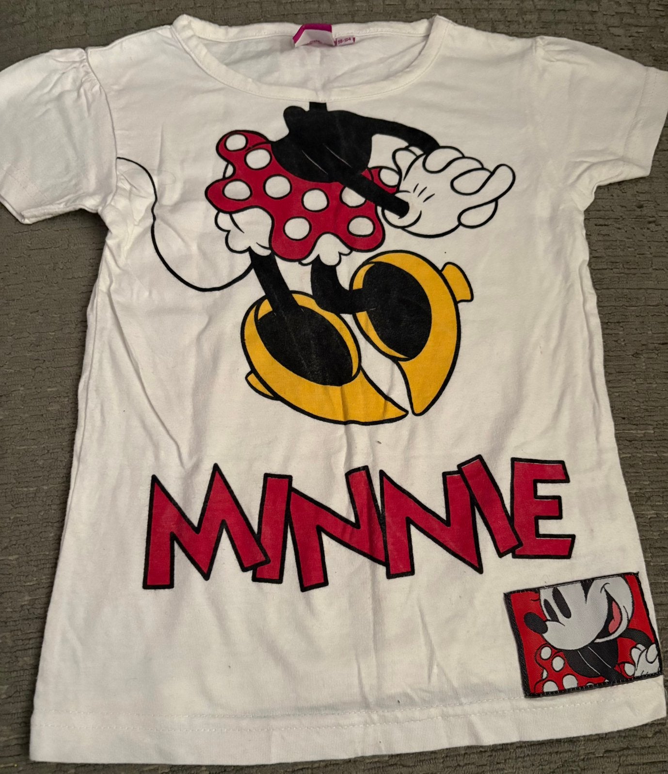 Wit shirtje Minnie mouse. Maat 98, meisje, Kinderen en Baby's, Kinderkleding | Maat 98, Ophalen of Verzenden, Gebruikt, Meisje