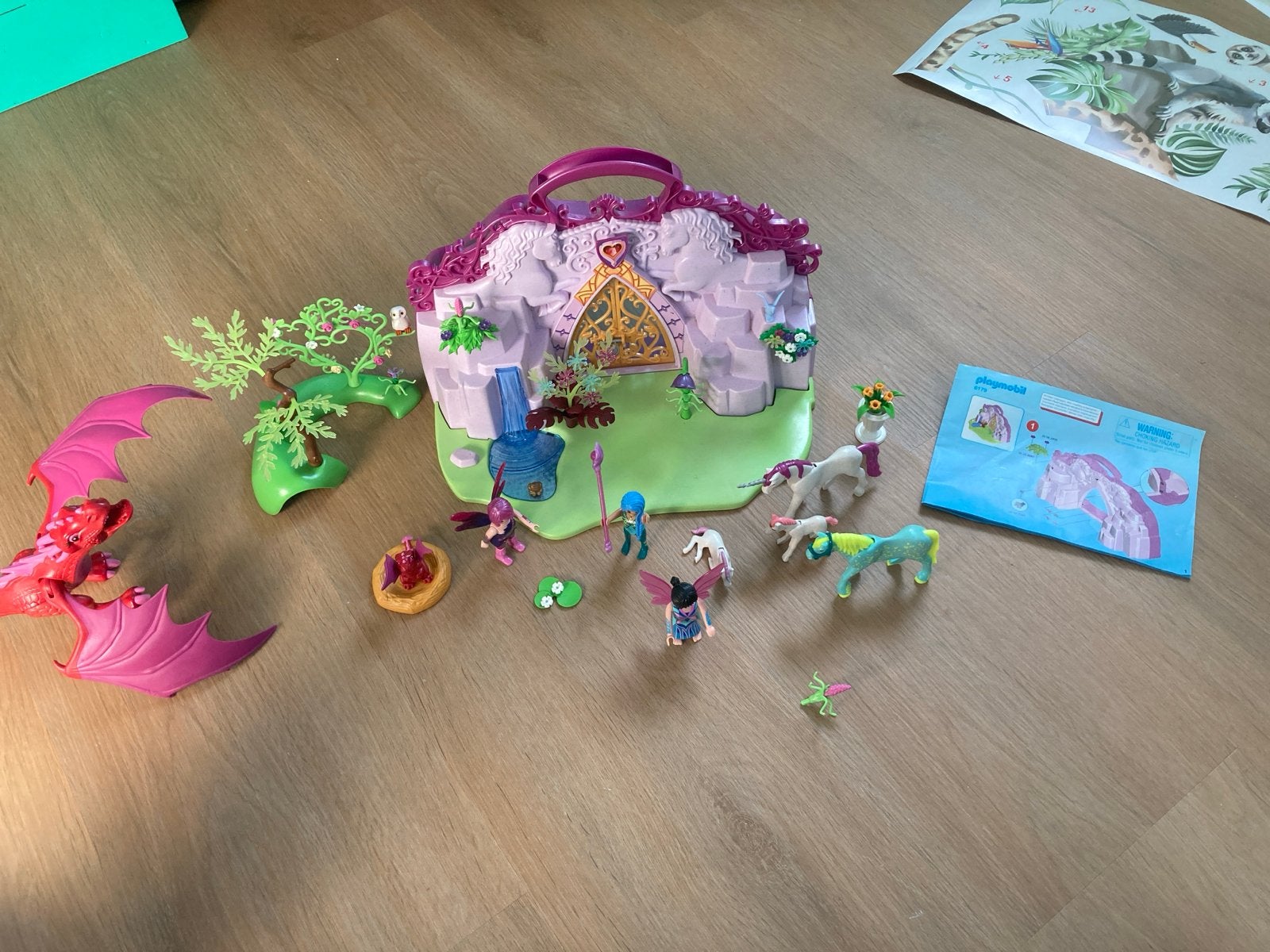 Playmobil Fairies met eenhoorns en feeën + drakenrots, Gebruikt, Gebouw, Complete set, Fantasy