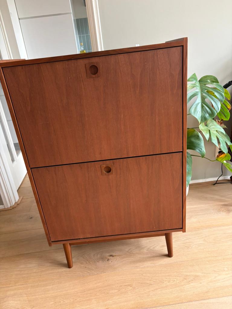 Vintage Teakhouten Schoenenkast / Dressoir, Antiek en Kunst, Ophalen