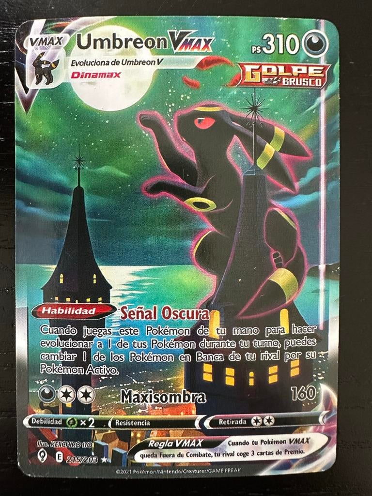 Pokémon Umbreon VMAX kaart 215/203, Hobby en Vrije tijd, Verzamelkaartspellen | Pokémon, Ophalen, Gebruikt, Losse kaart, Foil