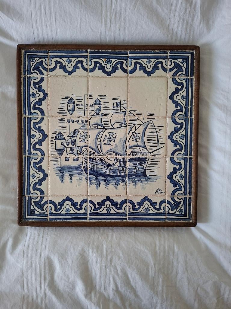 portugees tegeltableau met schip, Ophalen of Verzenden