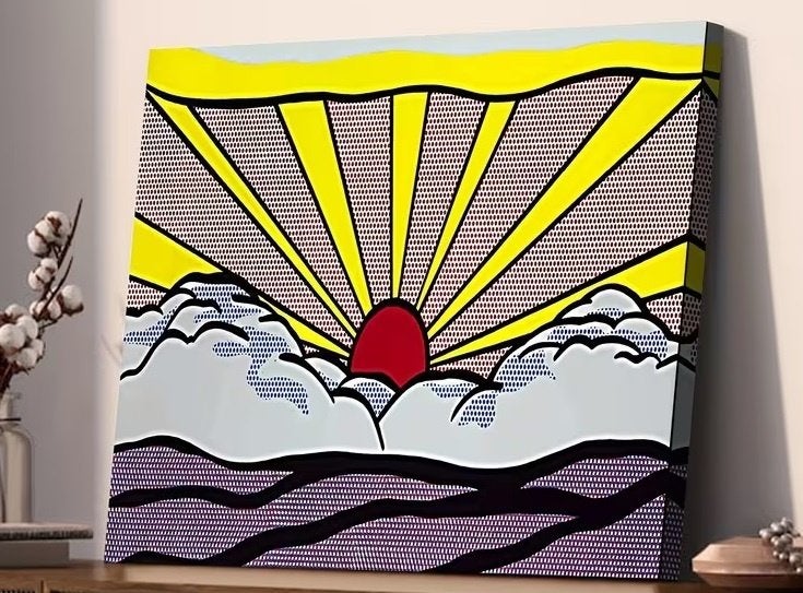 Roy Lichtenstein - Sunrise - Canvas Schilderij, Antiek en Kunst, Verzenden