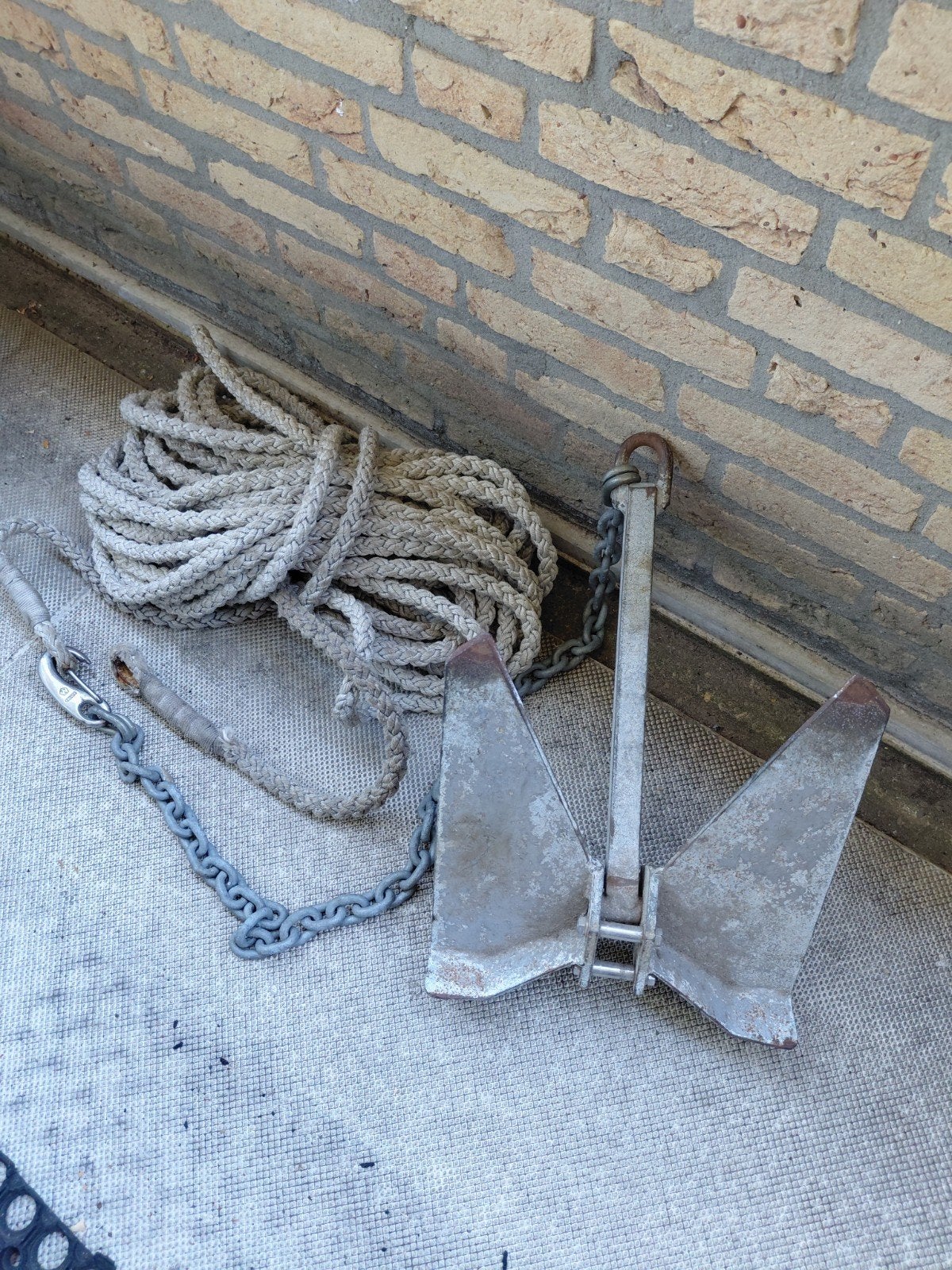 Anker touw + Klapanker, Ophalen, Zo goed als nieuw, Ankeren en Afmeren, Zeilboot of Motorboot