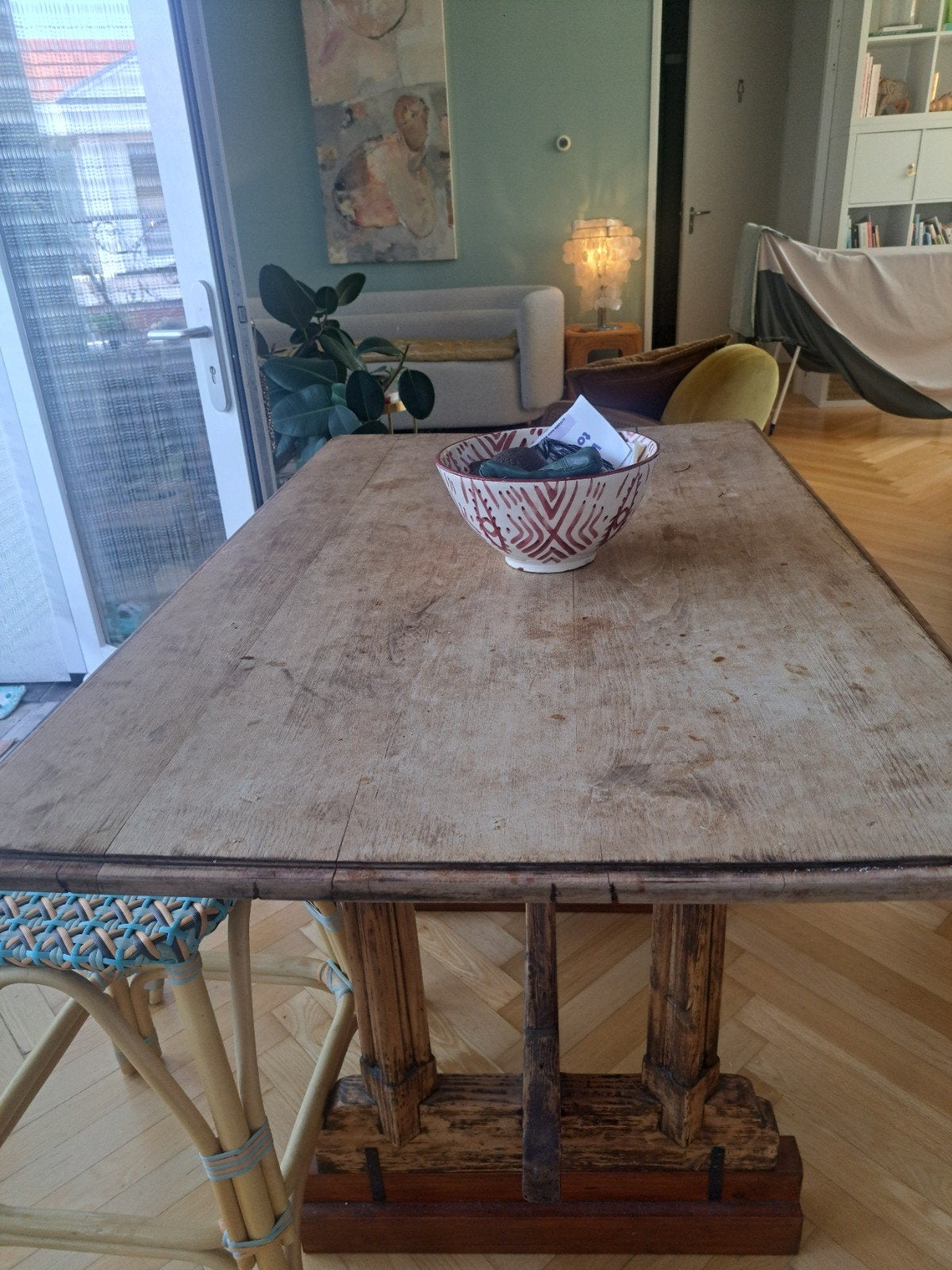 Verhoogde Oude Werktafel / Keukeneiland / Eetbar, Ophalen of Verzenden