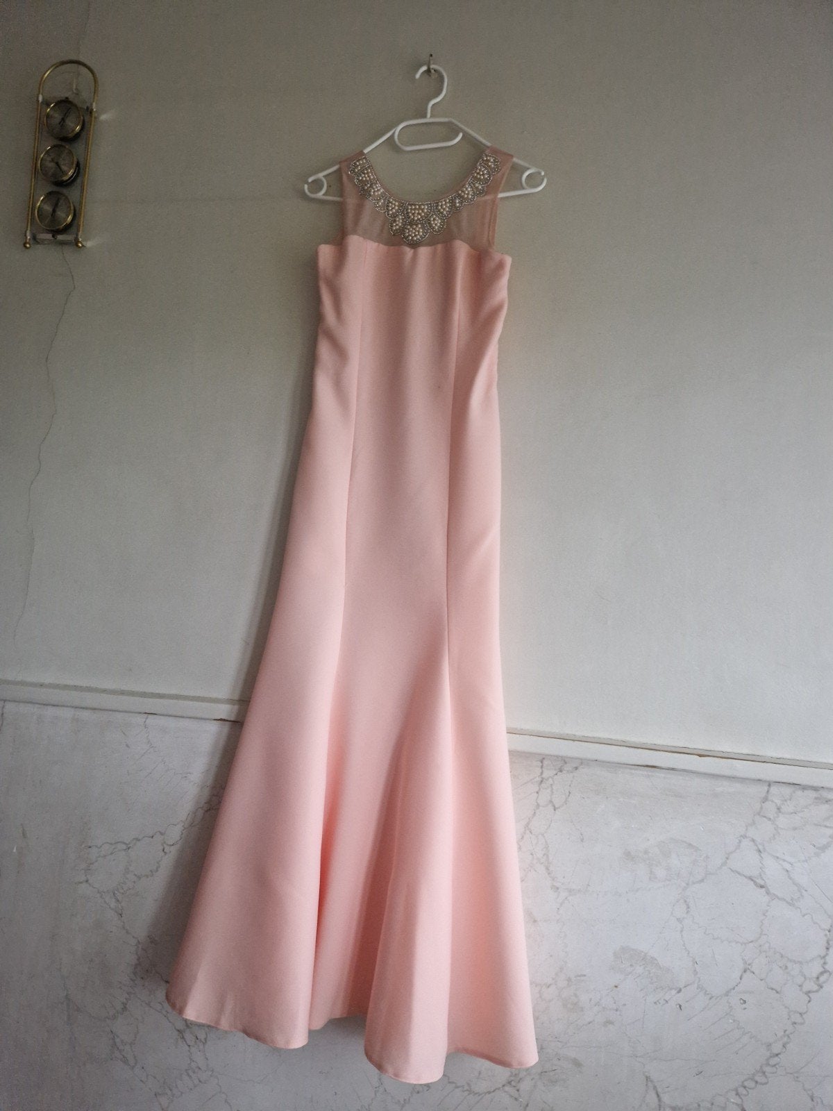Galajurk avondjurk lang maat XS zalm roze, Ophalen of Verzenden, Zo goed als nieuw, Maat 34 (XS) of kleiner, Galajurk