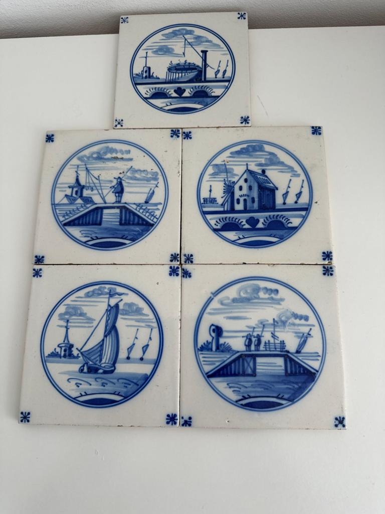 Oude Delfts blauwe tegels 13x13cm in goede conditie, Antiek en Kunst, Antiek | Wandborden en Tegels, Ophalen of Verzenden