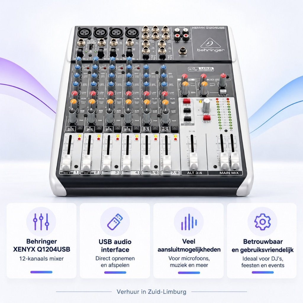 Mengpaneel huren | Behringer XENYX Q1204USB, Ophalen of Verzenden, Nieuw, Microfooningang