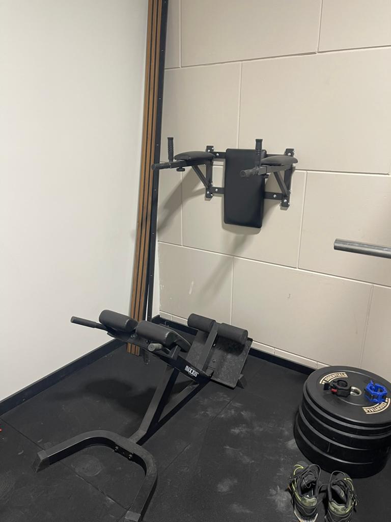 Complete Home Gym Set: Squat Rek, Gewichten, Bankjes & Meer, Sport en Fitness, Ophalen, Gebruikt, Armen, Fitnessbank