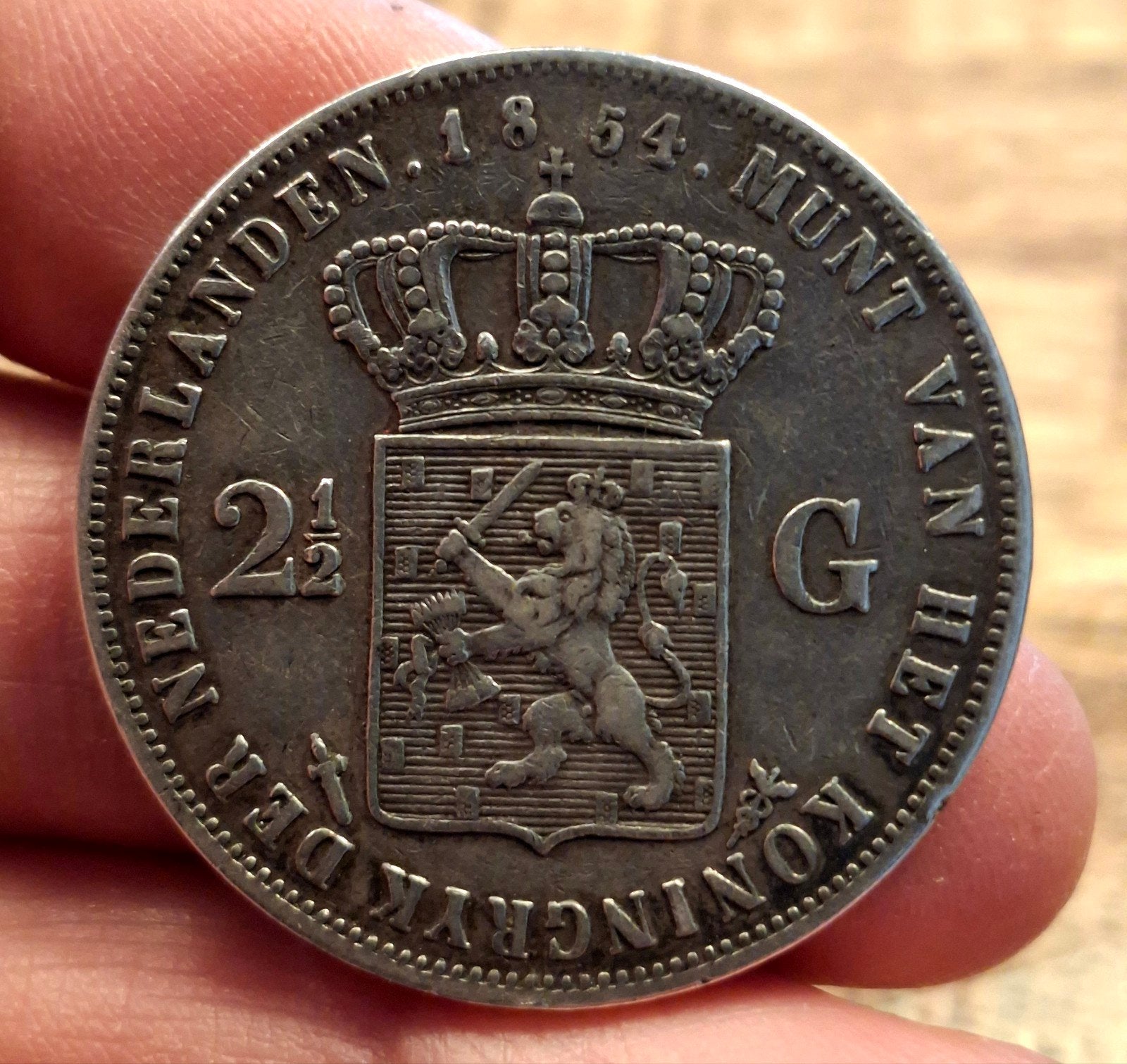 rijksdaalder 1854 willem 3, Ophalen of Verzenden, Koning Willem III, 2½ gulden