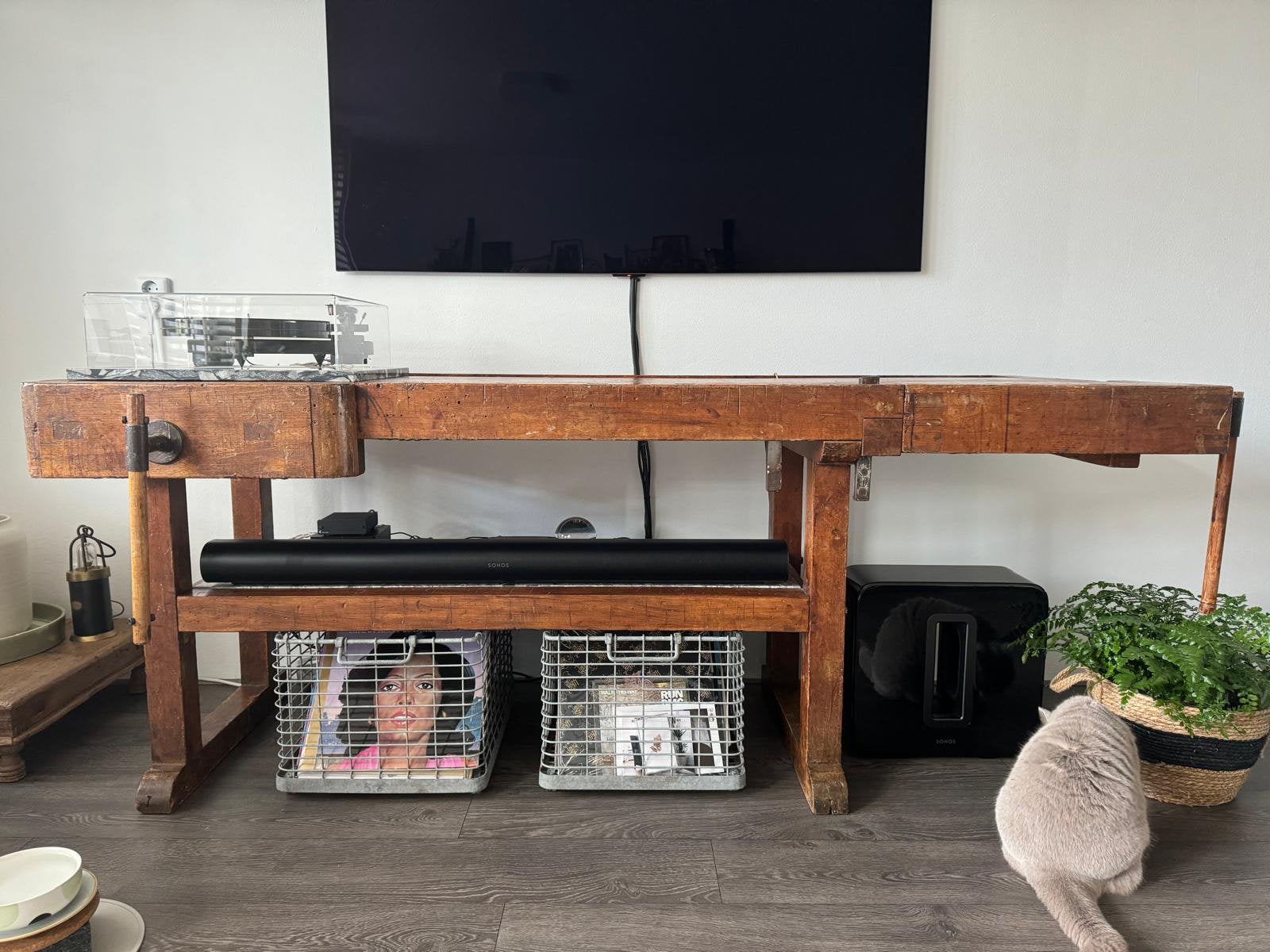 Vintage houten werkbank, Ophalen, Gebruikt, 75 cm of meer, 200 cm of meer